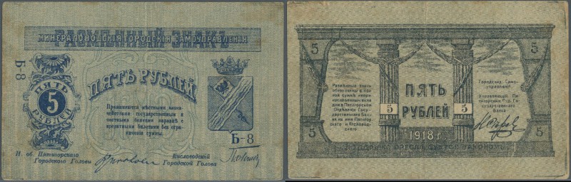 Russia: North Caucasus 5 Rubles 1919 P. S509, used with folds and handling in pa...
