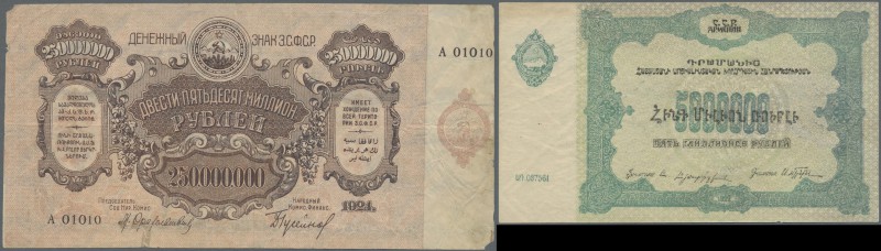 Russia: Transcaucasia set of 2 notes containing 5.000.000 and 250.000.000 Rubles...