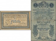 Russia: Siberia & Urals, State Bank, Ekaterinburg Branch pair with 1 and 5 Rubles 1918, P.S921a, 922a. 1 Ruble in excellent condition with vertical fo...
