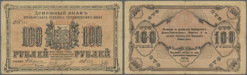 Russia: Siberia & Urals - Orenburg, 100 Rubles 1917, P.S978, slightly yellowed p...