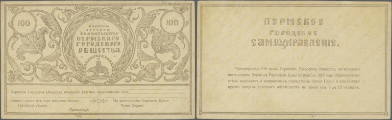 Russia: Siberia & Urals, Perm City Municipality 100 Rubles ND(1917) P. S986r wit...