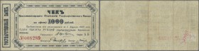 Russia: Vladivostok State Bank branch 1000 Rubles Check issue 1920, P.S1254 in Fine condition with stained paper, several folds and tiny tears at lowe...