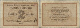 Russia: concentration camp OGPU Sberia 2 Kopeks 1929, Campbell 7275a in Fine condition. Rare!