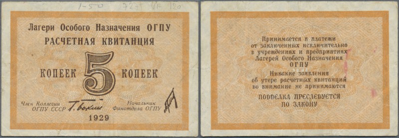 Russia: concentration camp OGPU Sberia 5 Kopeks 1929, Campbell 7276a in Fine con...