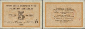 Russia: concentration camp OGPU Sberia 5 Kopeks 1929, Campbell 7276a in Fine condition. Rare!