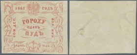Russia: Receipt of the Ministry of the Sea for 1 pud (= 40 pounds) of peas 1867, P.NL (Denisov 67.4), tiny spots and traces of glue on back. Condition...