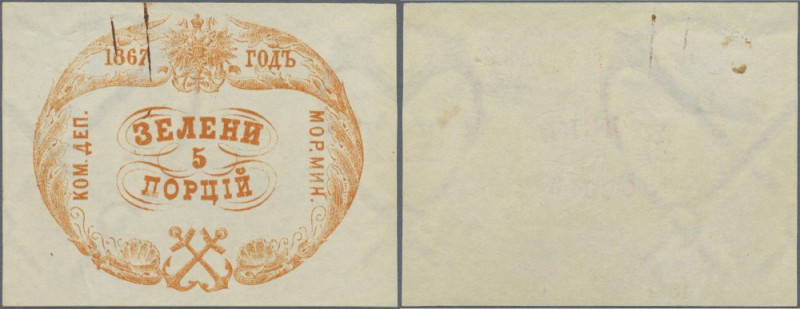 Russia: Receipt of the Ministry of the Sea for 5 portions of herbage 1867, P.NL ...