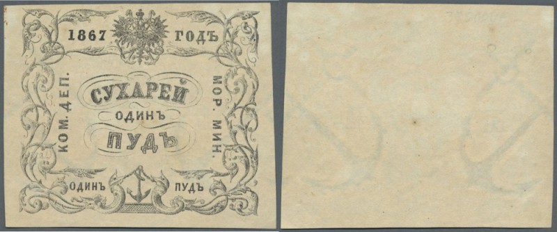 Russia: Receipt of the Ministry of the Sea for 1 pud (= 40 pounds) rusk 1867, P....