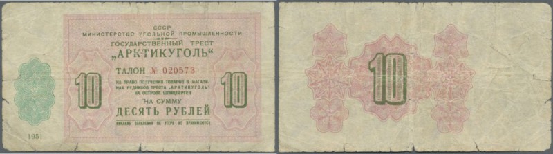 Russia: National Trust ”Arcticugol” 10 Rubles 1951, P.NL (Istomin A-5.9), well w...