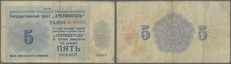 Russia: National Trust ”Arcticugol” 5 Rubles 1957, P.NL (Istomin A-6.8), stained...