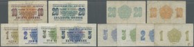 Russia: National Trust ”Arcticugol” set with 6 Banknotes with 1, 2, 3, 5, 10 and 20 Kopeks 1961, P.NL (Istomin A-7.1 - 7.6) in about F- to VF conditio...