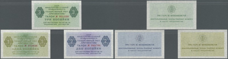 Russia: National Trust ”Arcticugol” set with 3 Banknotes 1-3 Kopeks, P.NL (Istom...