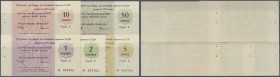 Russia: The Bank for Foreign Trade of the USSR - tear-off cheque, set with 5 cheques 1, 2, 5, 10 and 50 Kopeks 1972, all with serial number 333703, P....