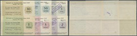 Russia: The State Bank of the USSR - tear-off cheque, set with 6 cheques 1, 2, 5, 10, 50 Kopeks and 1 Ruble 1961, P.NL (Istomin 6.5.1-6.5.6) with slig...