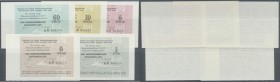 Russia: The Bank for Foreign Economic Affairs of the USSR - tear-off cheque, set with 5 cheques 5, 10, 50 Kopeks and 1 and 5 Rubles 1989, P.NL (Istomi...