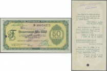 Russia: The State Bank of the USSR - travellers cheque 50 Rubles ND(1961), P.NL (Istomin 7.7.4), cancellation hole at left border and tiny brownish sp...