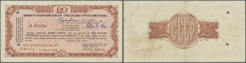 Russia: The State Bank of the USSR - travellers cheque 10 Pounds ND(1959), P.NL ...