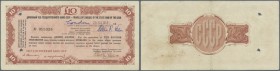Russia: The State Bank of the USSR - travellers cheque 10 Pounds ND(1959), P.NL (Istomin 7.16.3), larger holes at left border, stained paper and some ...