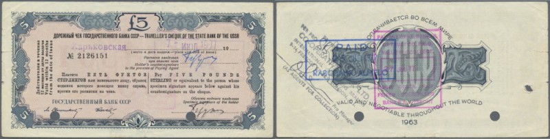 Russia: The State Bank of the USSR - travellers cheque 5 Pounds 1963, P.NL (Isto...