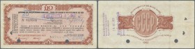 Russia: The State Bank of the USSR - travellers cheque 10 Pounds 1963, P.NL (Istomin 7.17.3), used condition with a number folds and small tear along ...