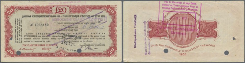 Russia: The State Bank of the USSR - travellers cheque 20 Pounds 1963, P.NL (Ist...