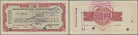 Russia: The State Bank of the USSR - travellers cheque 20 Pounds 1963, P.NL (Istomin 7.17.4), used condition with a number folds and small tear along ...
