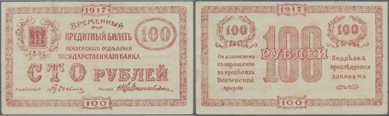 Russia: Central Region, Penza branch, office of the State Bank 100 Rubles 1917, ...
