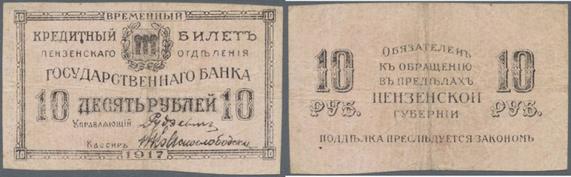 Russia: Central Region, Penza branch, office of the State Bank 10 Rubles 1917, P...