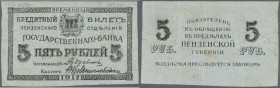 Russia: Central Region, Penza branch, office of the State Bank 5 Rubles 1917, P.NL (Kardakov 1.28.1), nice used condition with slightly stained paper,...