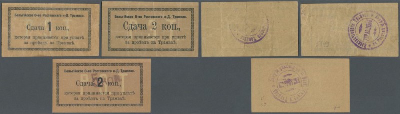 Russia: South Russia, Rostov on Don, set with 3 Tram tickets 1, 2, 5 Kopeks ND(1...