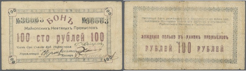 Russia: North Caucasus, Maykop oilfields, 100 Rubles ND(1919), P.NL (Kardakov 7....