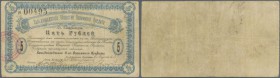 Russia: Handaohedzskoe Society Mutual Credit (Ханьдаохедзское Общество Взаимнаго Кредита), 5 Rubles ND(1919) K.12.4.6, several folds, light stain in p...