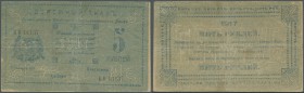 Russia: Ural Orenburg 5 Rubles ND R*7987, used with folds and creases, pinholes in paper, condition: F.
