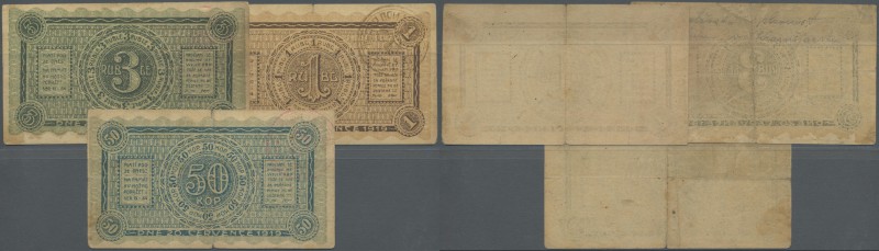 Russia: Krasnojarsk set of 3 notes containing 50 Kopeks, 1 and 3 Rubles 1919 R*1...