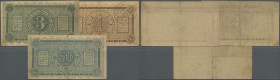 Russia: Krasnojarsk set of 3 notes containing 50 Kopeks, 1 and 3 Rubles 1919 R*10100-10102, all in similar used condition: F. (3 pcs)