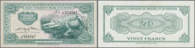 Rwanda-Burundi: 20 Francs 1960 P. 3, light center fold, light corner bend at upper left, condition: XF-.