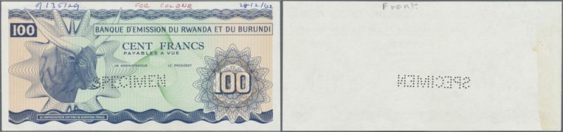 Rwanda-Burundi: 100 Francs ND(1962) SPECIMEN P. 5s with ”Specimen” perforation, ...