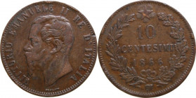 SAVOIA E REGNO D’ITALIA- VITTORIO EMANUELE II-10 CENTESIMI 1866-PARIGI-CU