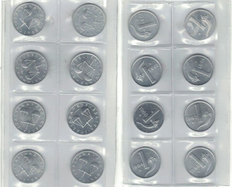 COLLEZIONE CAPUTO M.-8 MONETE DA 1 LIRA CORNUCOPIA FDC COME DA FOTO NC