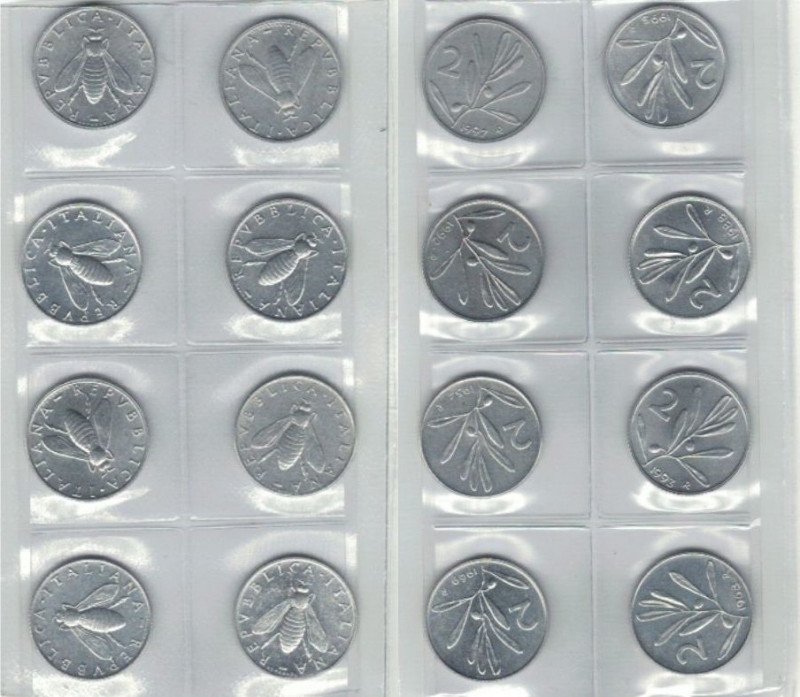 COLLEZIONE CAPUTO M.-8 MONETE 2 LIRE ULIVO FDC