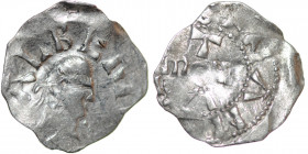 Belgium. Lower Lorraine. Albert II 1031-1064. AR Denar (18mm, 0.97g). Namur mint. ALBERT[VS], diademed bust right / NAM[VC ENSIS], T / MONE / A, three...