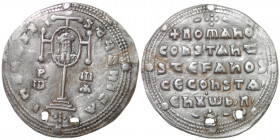Byzantine Emipre. Constantine VII Porphyrogenitus, with Romanus I, Stephen, and Constantine 913-959. AR Miliaresion (24mm, 2.86g). Constantinople mint...