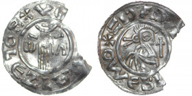 Czechia. Bohemia. Boleslav II. 967-999. AR Denar (21mm, 1.11g). Prague mint; Omer moneyer. +BOLEZLAVS•XDV, hand of providence descending from clouds c...