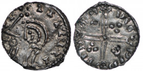 Denmark. Svend Estridsen. 1047-1075. AR penning (17mm, 0.59g). Viborg mint. II IIIIII, draped bust left; lis-tipped scepter before / DII DID IID [_]IO...