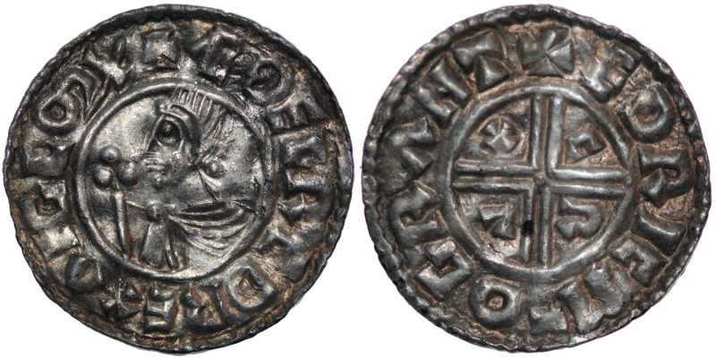 England. Aethelred II. 978-1016. AR Penny (21mm, 1.41g, 3h). Crux type (BMC iiia...