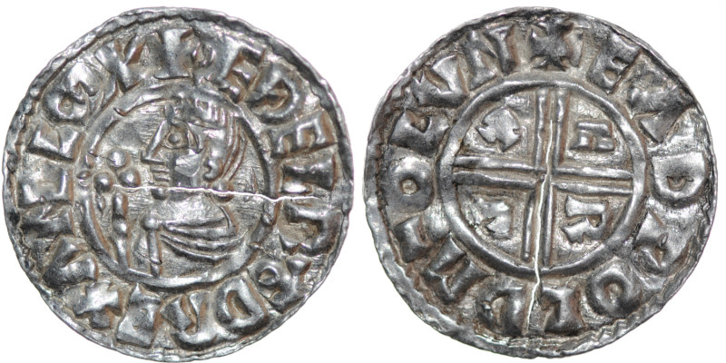 England. Aethelred II 978-1016. AR Penny (20mm, 1.23g, 3h). Crux type (BMC iiia,...