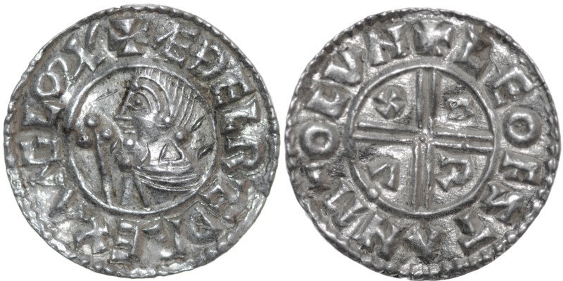 England. Aethelred II 978-1016. AR Penny (20mm, 1.64g, 6h). Crux type (BMC iiia,...