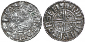 England. Aethelred II 978-1016. AR Penny (19mm, 1.33g, 3h). Crux type (BMC iiia, Hild. C.a.). Rochester mint; moneyer Beorhtmær. Struck circa 991-997....