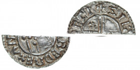 England. Aethelred II 978-1016. AR Half Penny (10mm, 0.65g, 6h). Crux type (BMC iiia, Hild. C). Uncertain mint; uncertain moneyer. Struck circa 991-99...