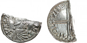 England. Aethelred II 978-1016. AR Half Penny (11mm, 0.98g). Long Cross type (BMC IVa, Hild. D). London mint; uncertain moneyer. Struck circa 997-1003...